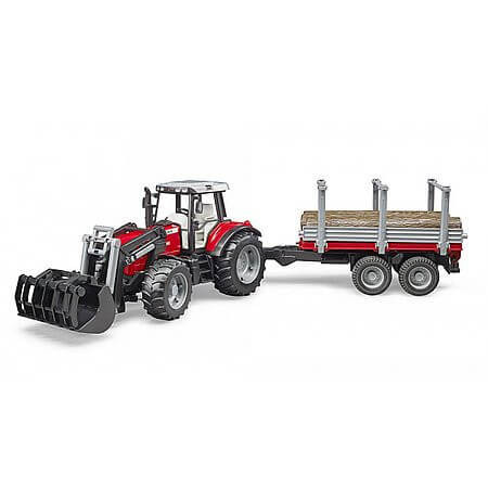 Bruder Massey Ferguson 7480 Homlokrakodóval és rönkszállítóval - KP 