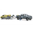 Bruder RAM 2500 Power Wagon autószállító utánfutóval - KP JÁTÉK
