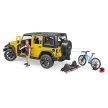 Bruder Jeep Wrangler Rubicon Unlimited hegyikerékpárral és kerékpárossal - KP JÁTÉK