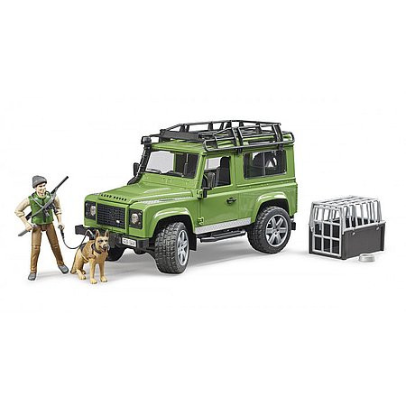 Bruder Land Rover Defender terepjáró erdésszel és kutyával - KP JÁTÉK