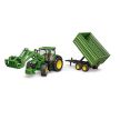 Bruder John Deere 7R 350 traktor homlokrakodóval és tandemtengelyes pótkocsival - KP JÁTÉK