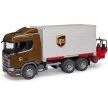 Bruder Scania Super 560R UPS logisztikai teherautó targoncával - KP JÁTÉK