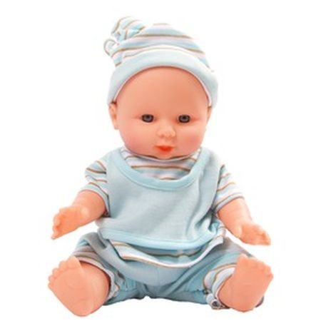 Játékbaba csíkos ruhában - 30 cm - KP JÁTÉK