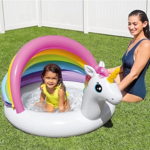 Intex Unikornis bébimedence árnyékolóval 127 × 102 cm - KP JÁTÉK