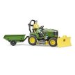 Bruder Bworld John Deere fűnyíró kerti traktor utánfutóval és kertésszel - KP JÁTÉK