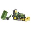 Bruder Bworld John Deere fűnyíró kerti traktor utánfutóval és kertésszel - KP JÁTÉK