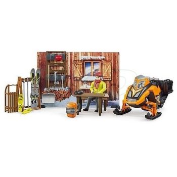 Bruder Bworld hegyi kunyhó motoros szánnal - KP JÁTÉK