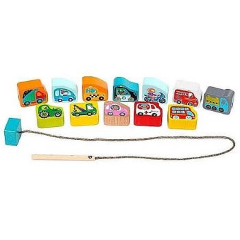 Cubika Autók fa gyöngyfűző - KP JÁTÉK