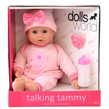 Beszélő és alvó puha baba - rózsaszín ruhában 38 cm (80382)